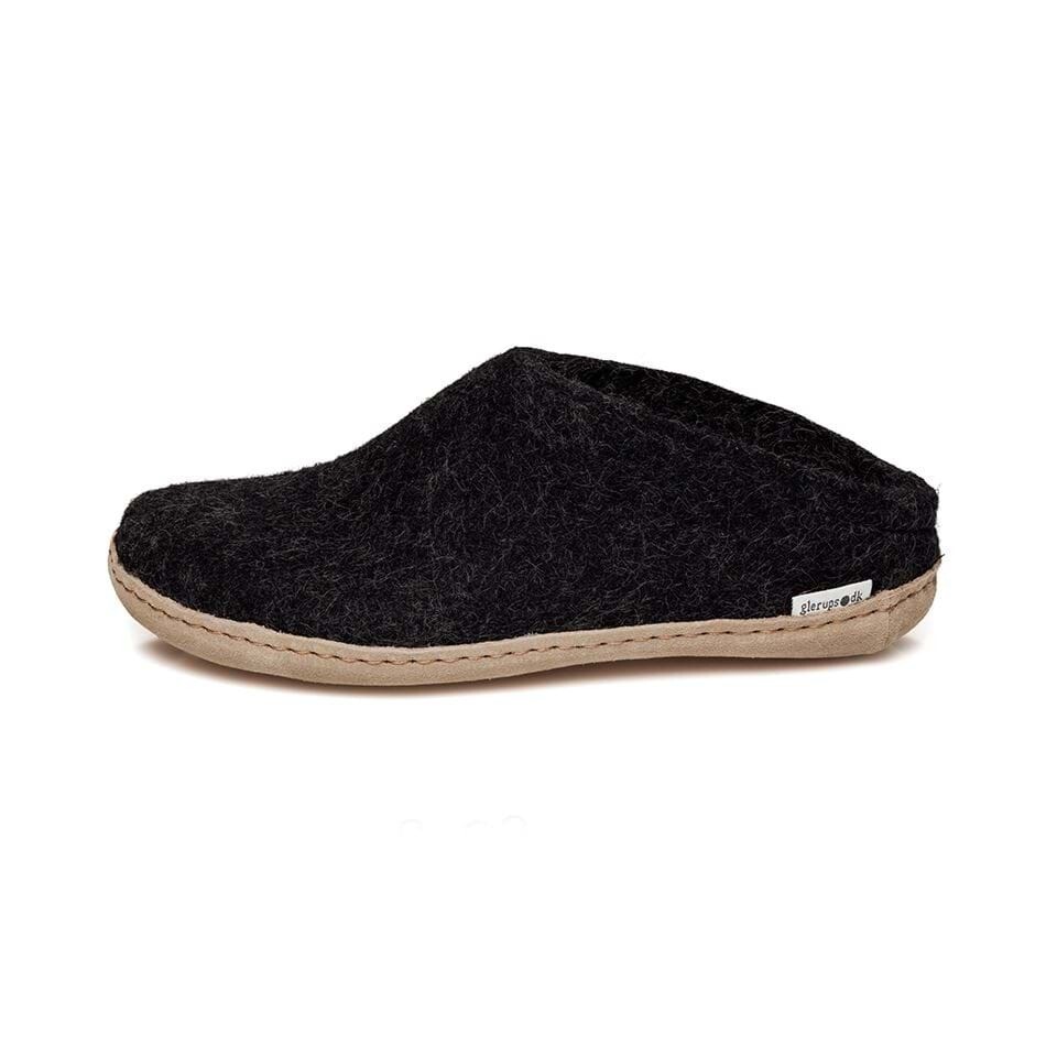 Glerups M's and W's Unisex Open Heel Felt Slipper Charcoal