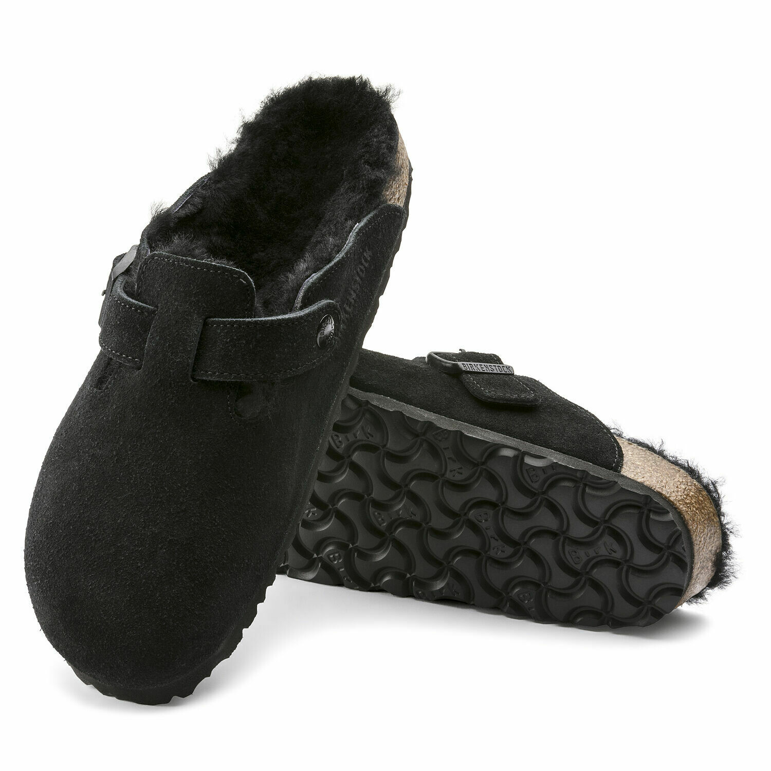 Birkenstock M&#39;s Boston Suede Shearling Black