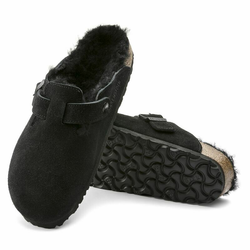 Birkenstock M&#39;s Boston Suede Shearling Black