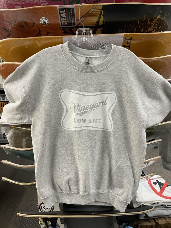 Greenroom Vineyard Low Life Crewneck - Ash/White