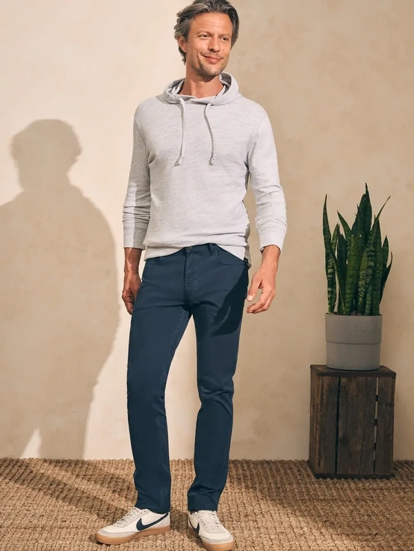 Faherty Cotton Slub Hoodie Grey