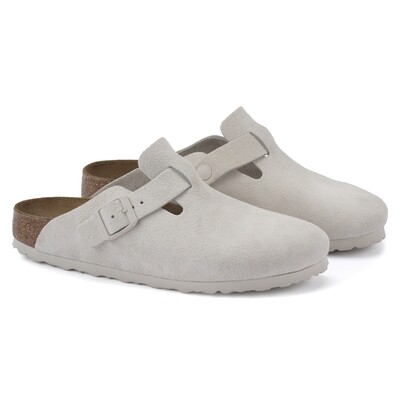 Birkenstock W's Boston Suede Antique White Narrow