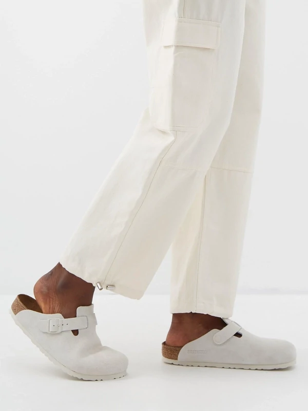 Birkenstock W's Boston Suede Antique White Narrow