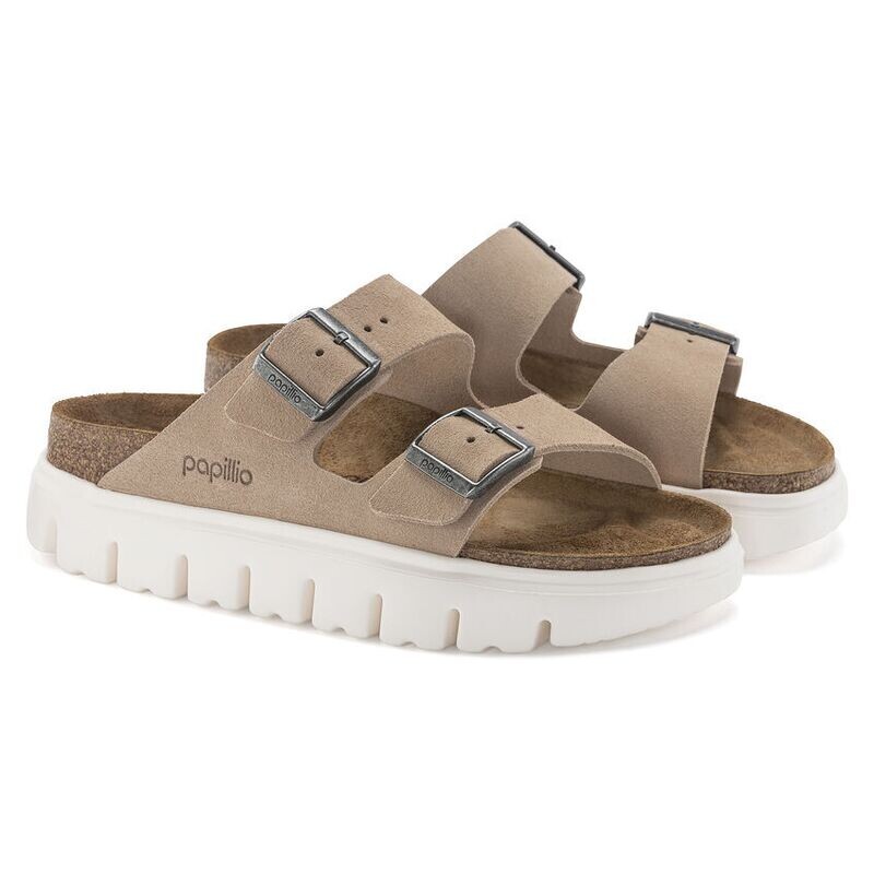 Birkenstock Papillio W&#39;s Arizona Chunky Warm Sand Suede Narrow