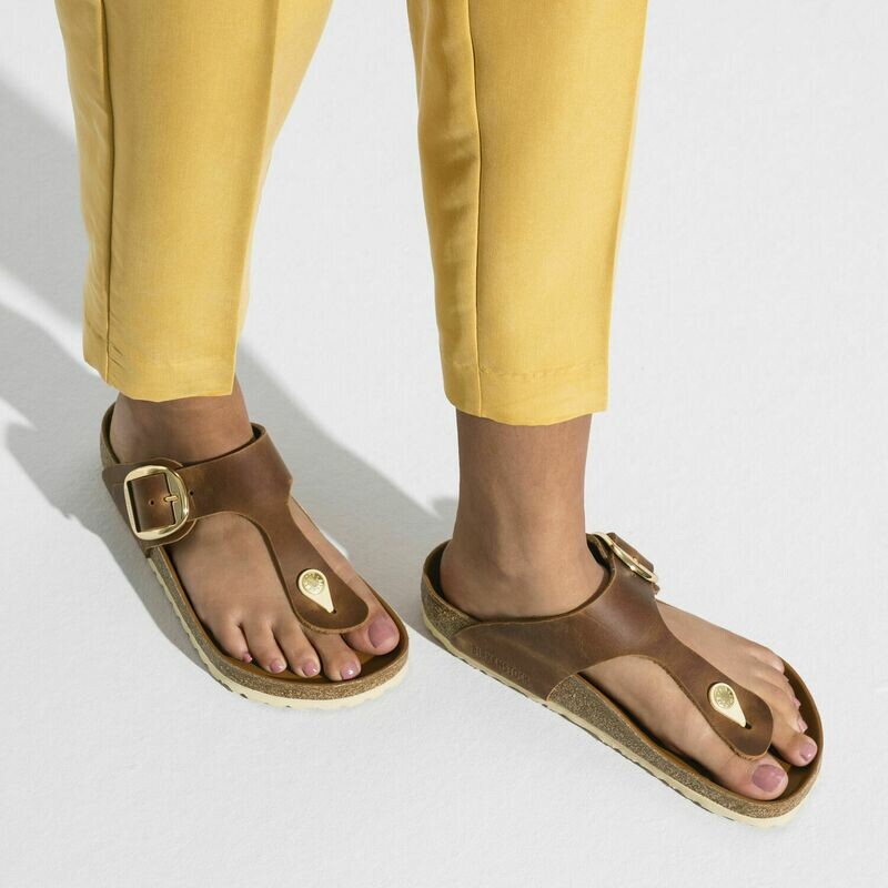 Birkenstock W's Gizeh Big Buckle Cognac Leather Regular