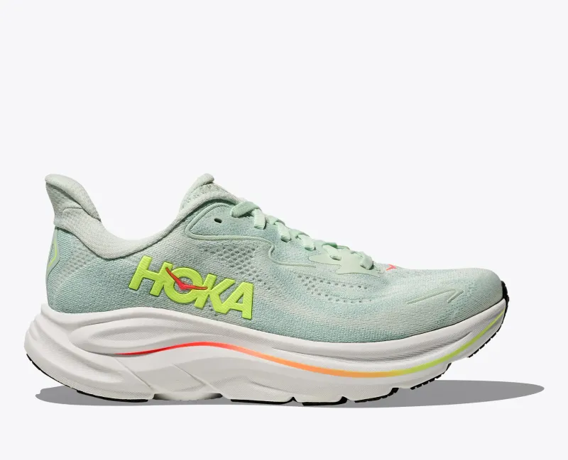 Hoka W's Clifton 10 Seaglass/Neon Flame