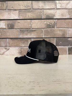 Green Room OG Five Panel Trucker Hat w/ White Rope - Black/White