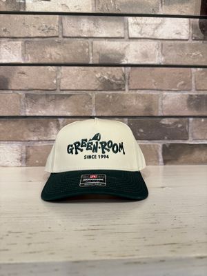 Green Room OG Five Panel Hat - Cream/Forest Green