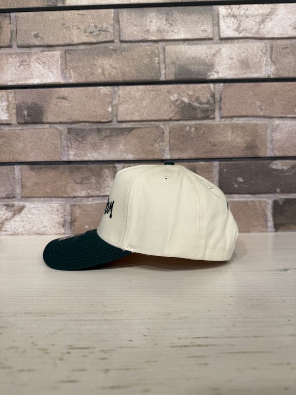 Green Room OG Five Panel Hat - Cream/Forest Green