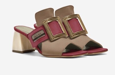 Nug Excluzive Natural Lite leather Slide in buckle heels