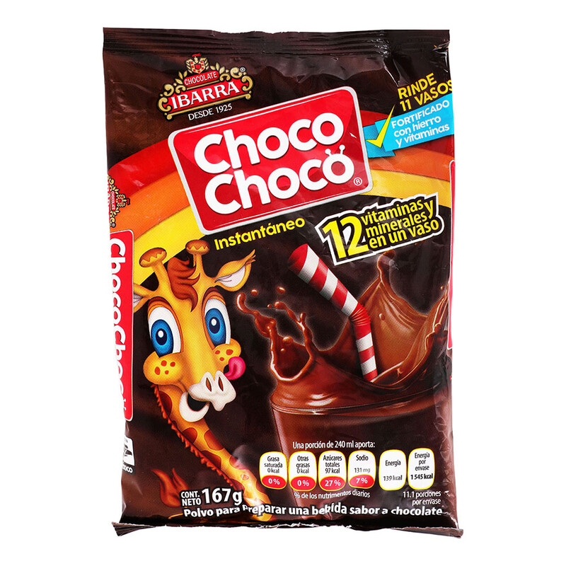 Choco choco polvo sabor chocolate bolsa 167 Grs.