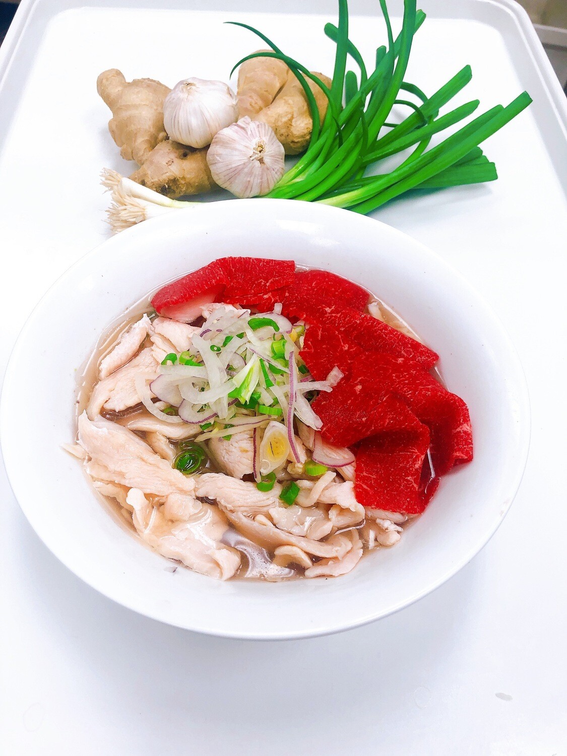 317- Rare Beef and Chicken Rice Noodle Soup