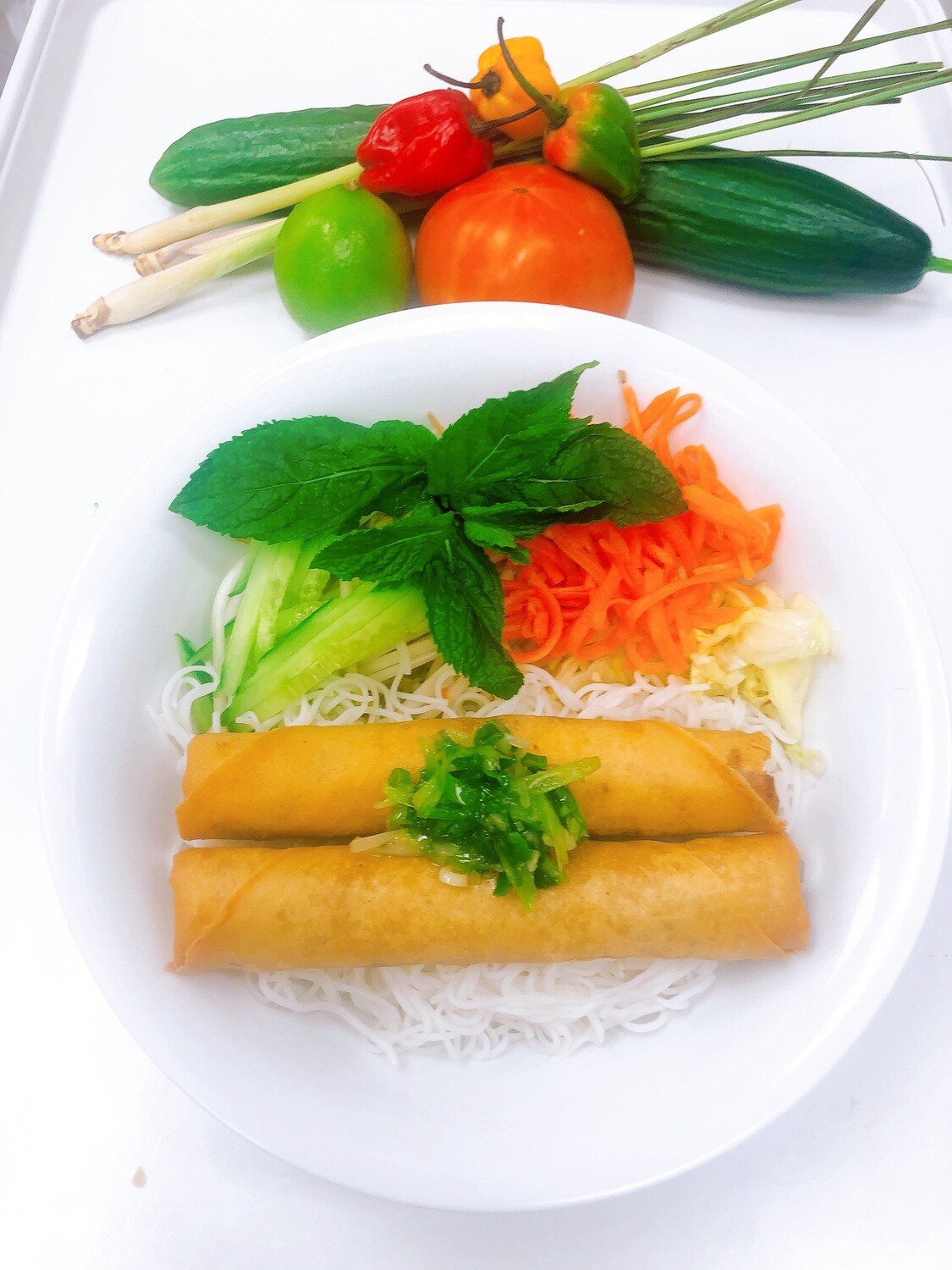 411- Vermicelli with Spring Rolls (2 Rolls)
