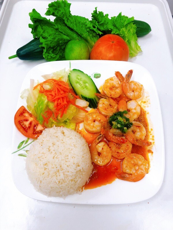 519- Stir Fried Shrimp Butter with Garlic on Steamed Rice