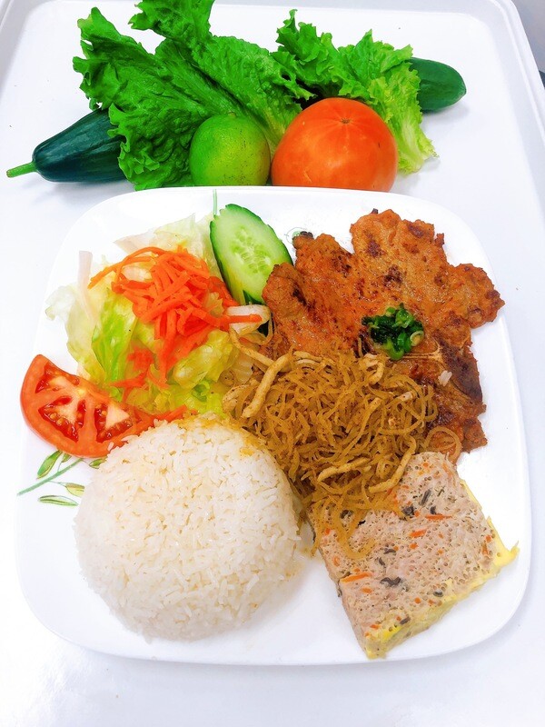501- Grilled Pork Chop with Steamed Rice (Plus Two Items)
