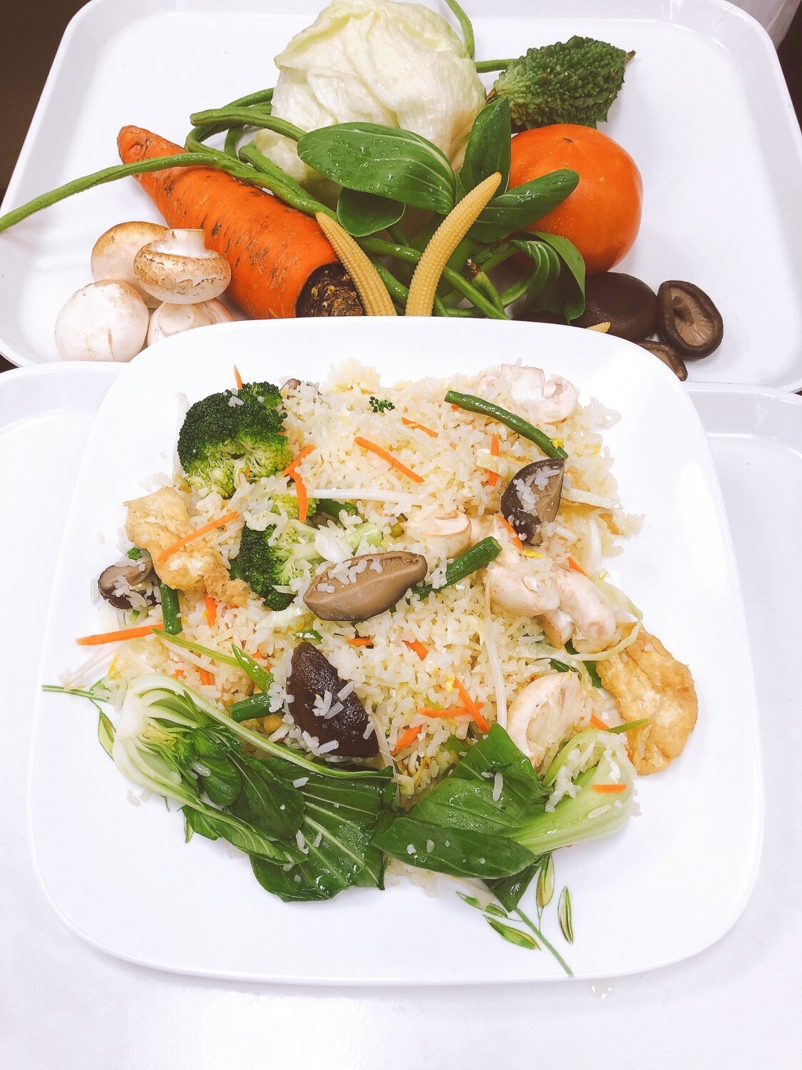 606- Vegetables, Egg, Mushrooms, and Tofu Fried Rice
