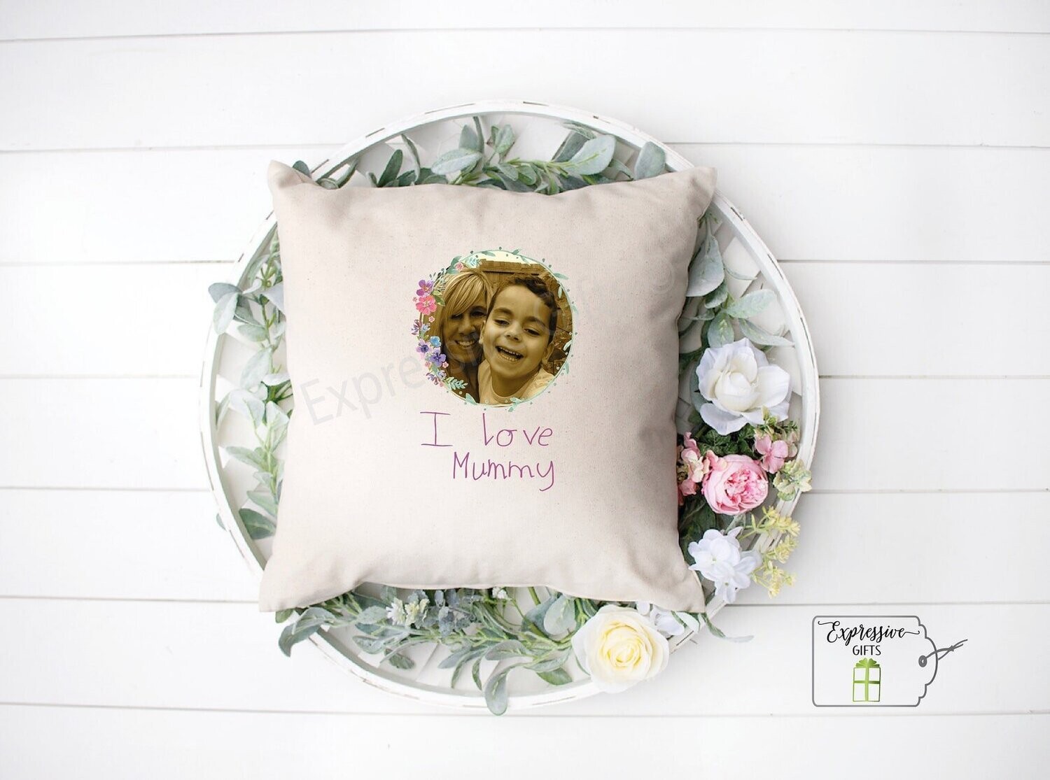 Actual handwriting cushion with photo