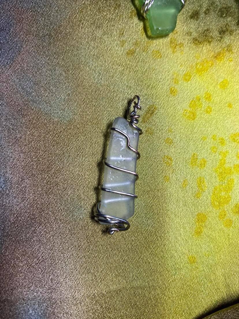 Pendant Newfoundland Clear/Frosted Sea Glass-Handmade by Goddess Janelle