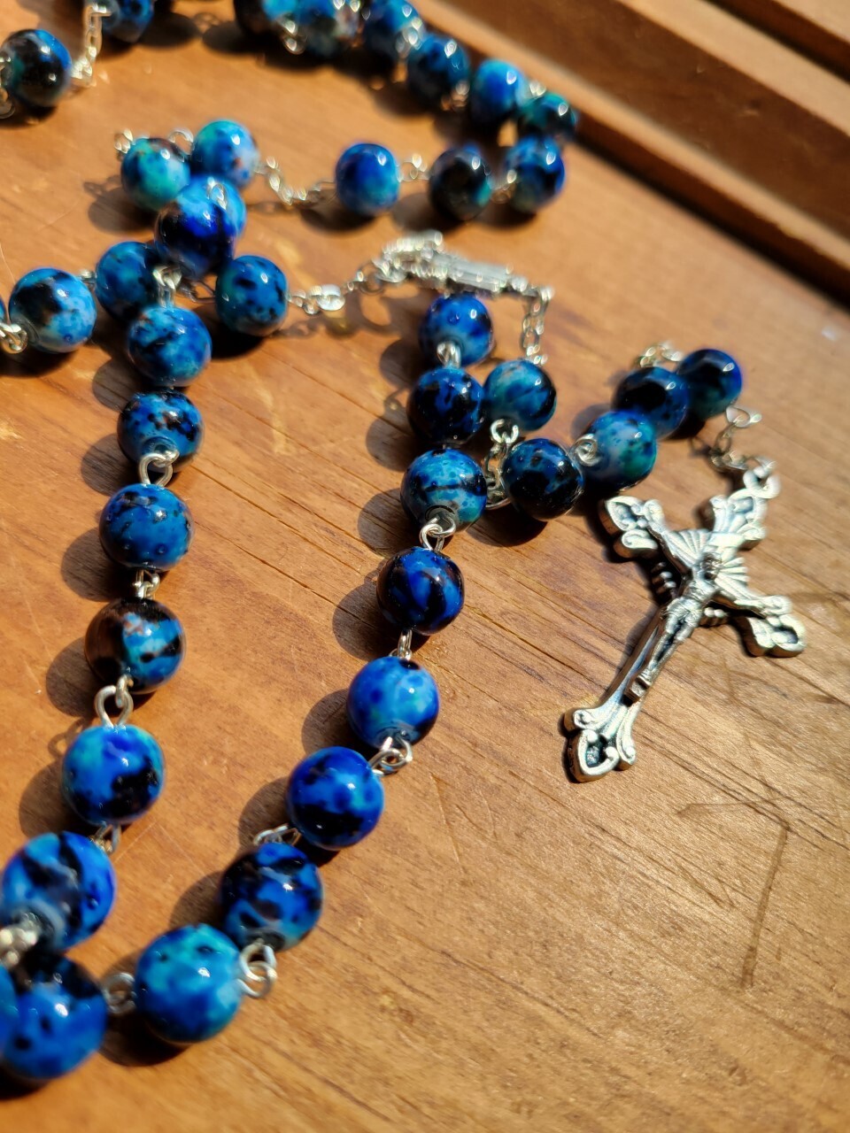 Rosary Dark Blue Glass Beaded- 22"