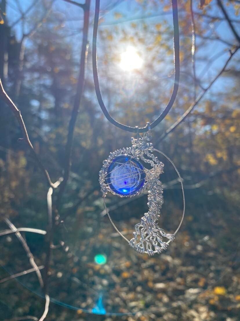 Pendant Stunning Blue Moon Tree -Handmade by Goddess Janelle