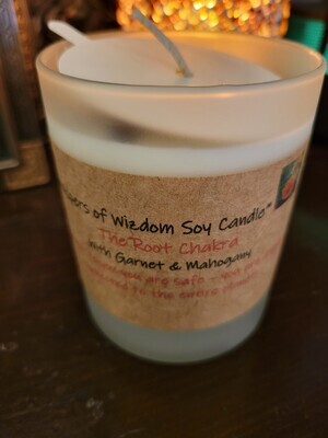 Judy's Soy Candle -Root Chakra- with mahogany & garnet