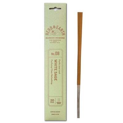 Incense Herb & Earth (Less Smoke) White Sage  (20 stick packet)