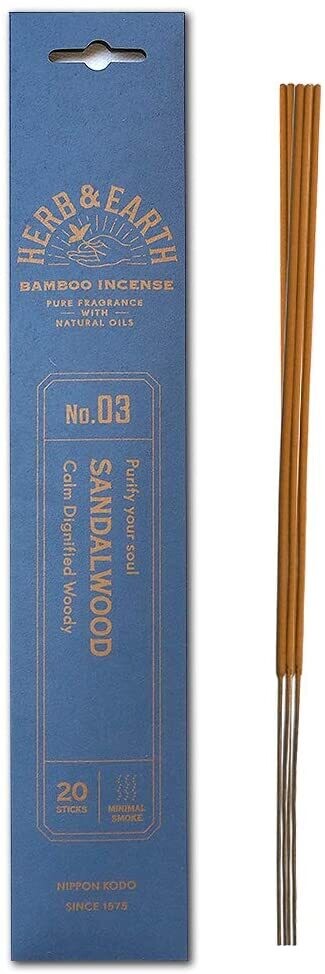 Incense Herb & Earth Sandalwood(Less Smoke) One Package of 20 sticks