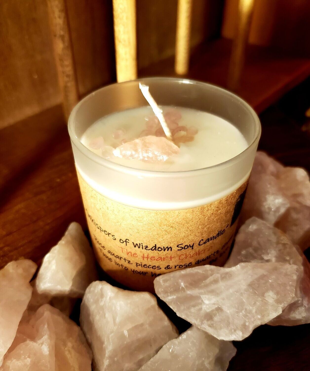 Judy's Soy Candle -Chakra Heart with Rose Quartz