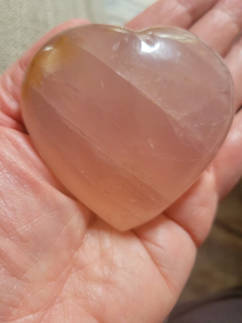 Rose Quartz polished Heart #1(med size)(Available as of 6/29) Full Moon Ocean Charged