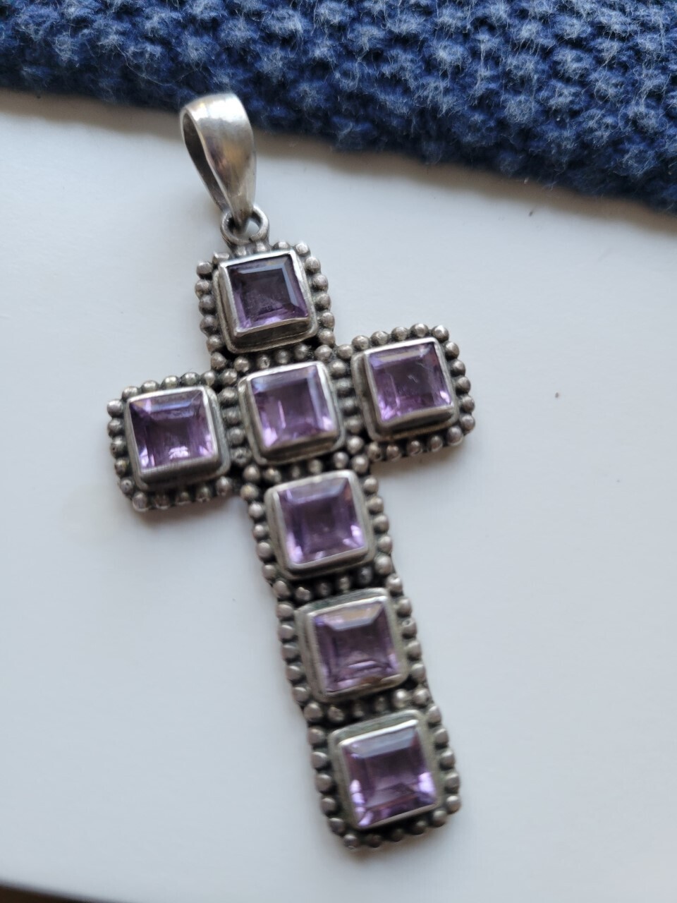 Cross Sterling with Amethyst