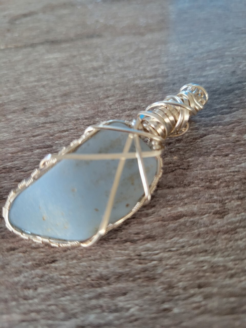 Pendant Rare Light Blue Sea Glass - Handmade by Goddess Janelle