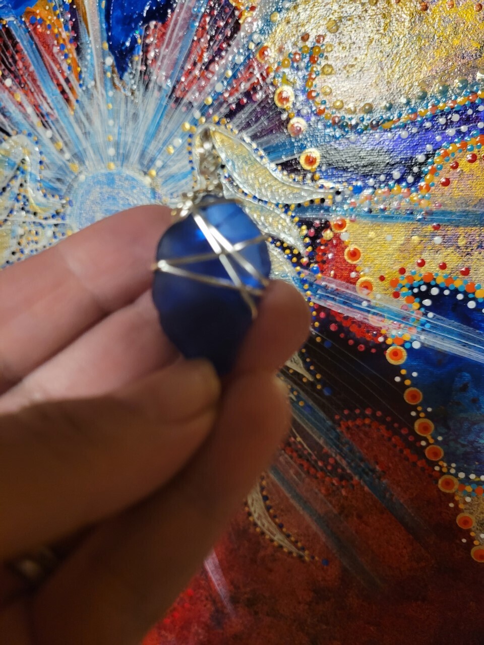 Pendant Blue Sea glass (Newfoundland) - Handmade by Goddess Janelle