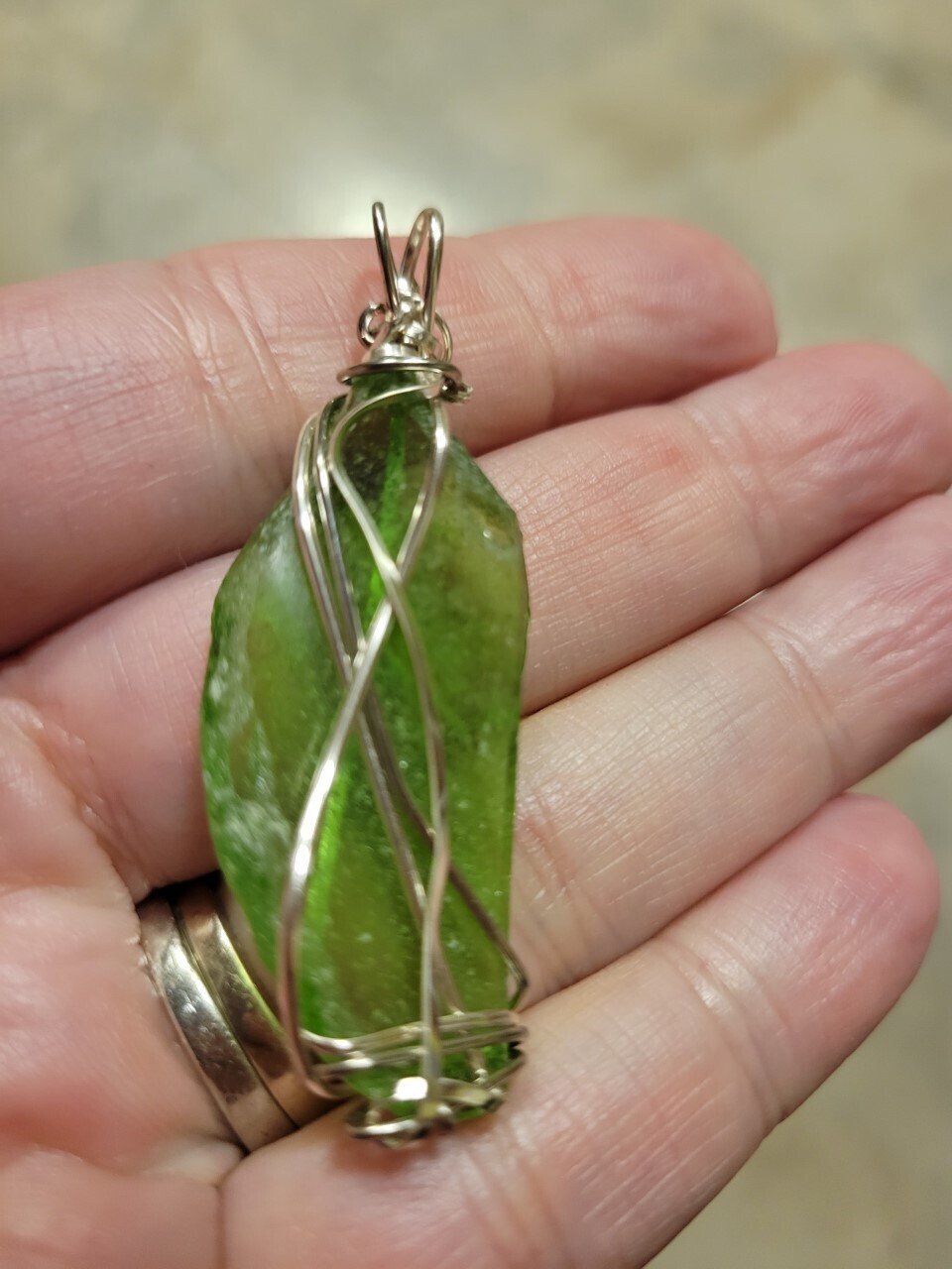 Pendant Green Sea Glass (Newfoundland) - Handmade by Goddess Janelle
