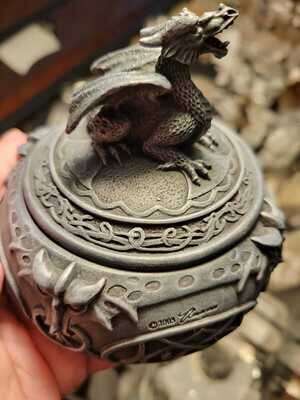 Statue Dragon Box Round (Cold Cast Resin)
