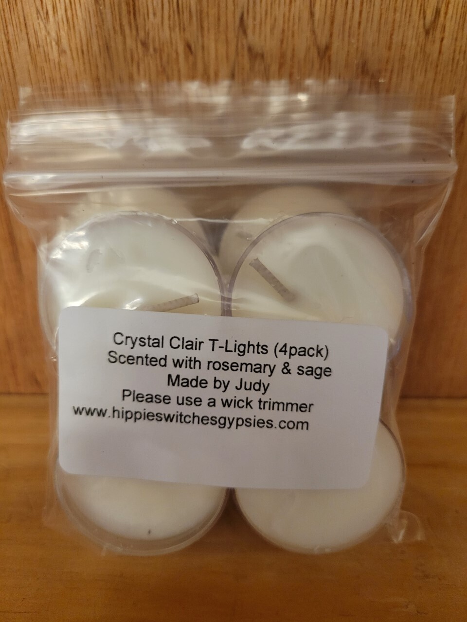 Judy's Soy Candle -(4Pack T-Lights)Crystal Clair-Rosemary & Sage