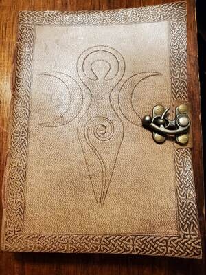 Journal Leather Triple Moon Goddess 5x7 with Clasp.