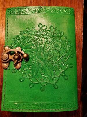 Journal Leather Green Tree 5x7 with Clasp.