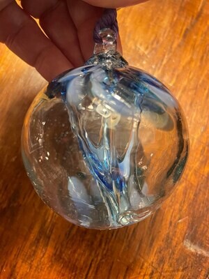 Witch Ball (Tree) 2.5 " Mini Glass- Poland-Light Blue