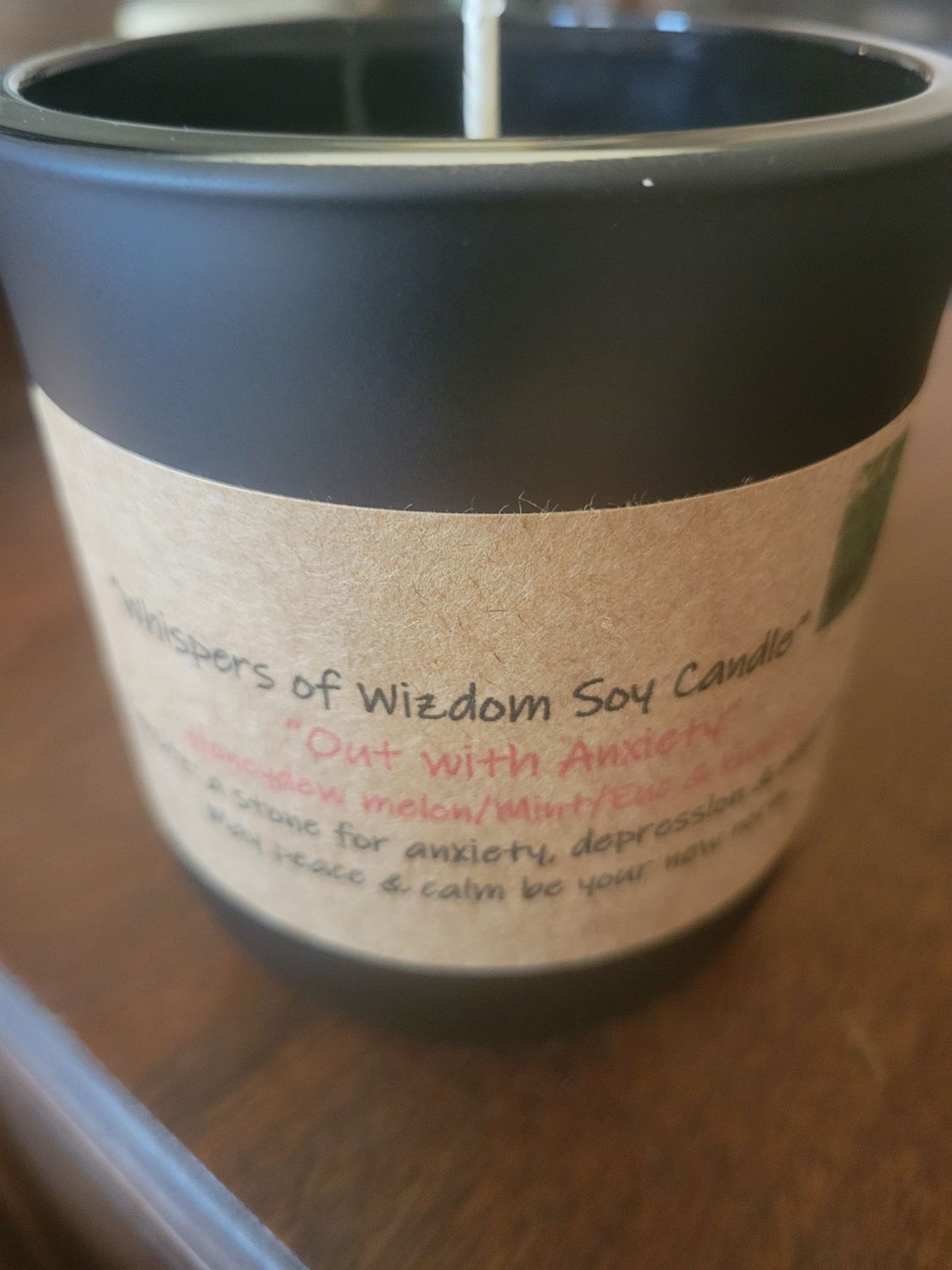 Judy&#39;s Soy Candle -Out with Anxiety-Honeydew Melon(Large) Black Thick wall Vessel.