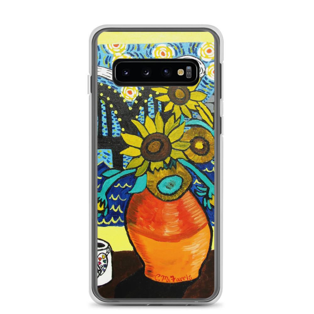 Sunflowers under Memphis Nights Samsung Case, Size: Samsung Galaxy S10
