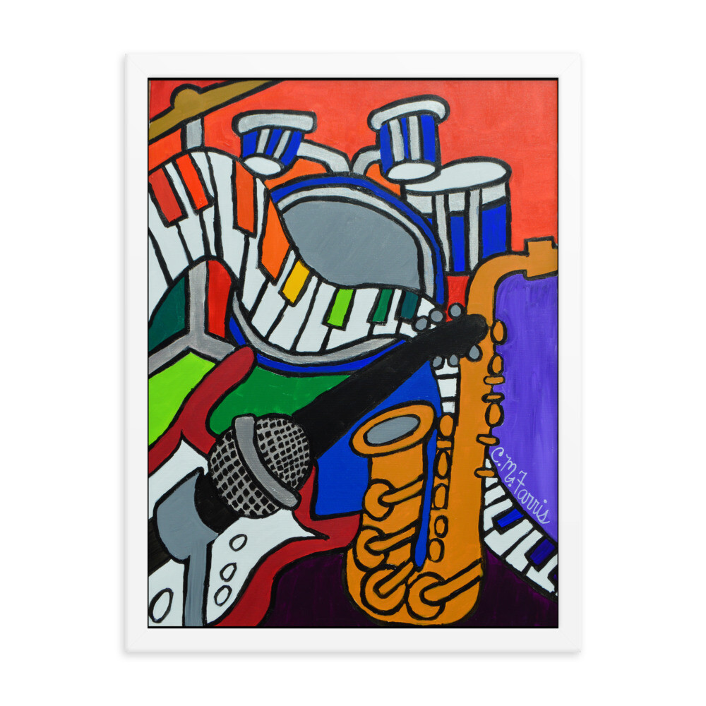 Music Vibes 18X24 Framed Print, Color: White