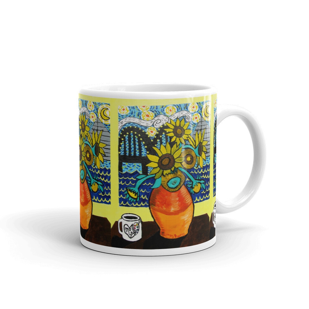 Sunflowers under Memphis Nights Mug, Size: 11oz