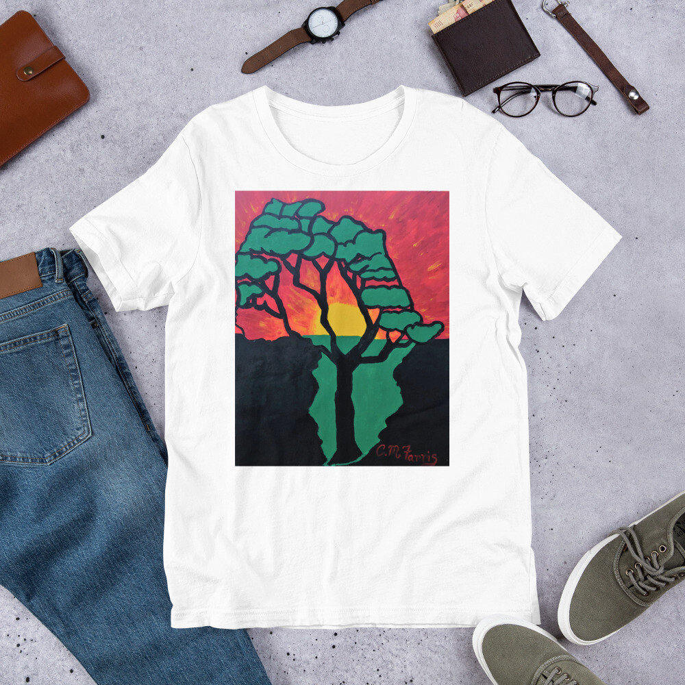 African Sunset Short-Sleeve Unisex T-Shirt, Color: White, Size: S