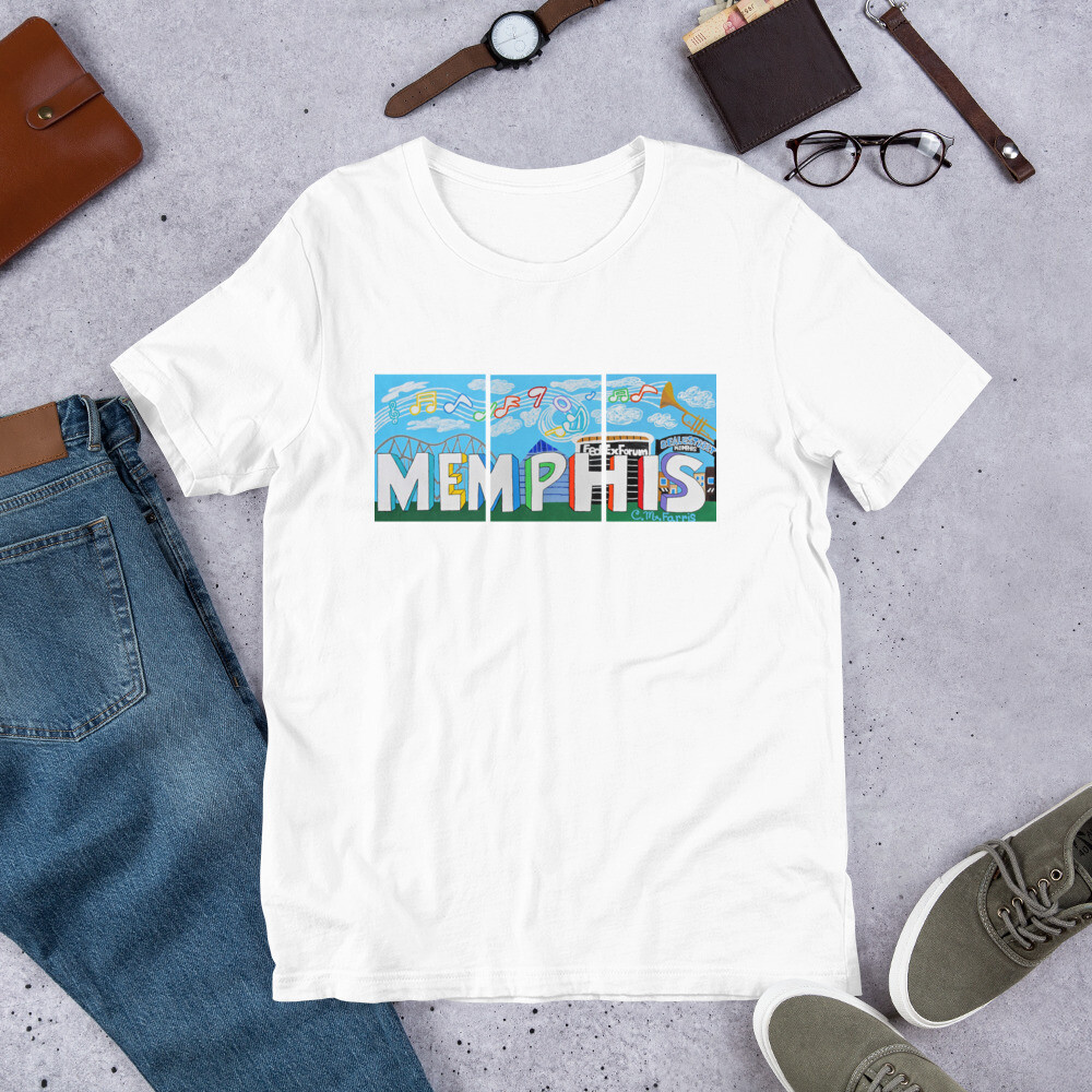 Sights &amp; Sounds of Memphis Short-Sleeve Unisex T-Shirt, Color: White, Size: S