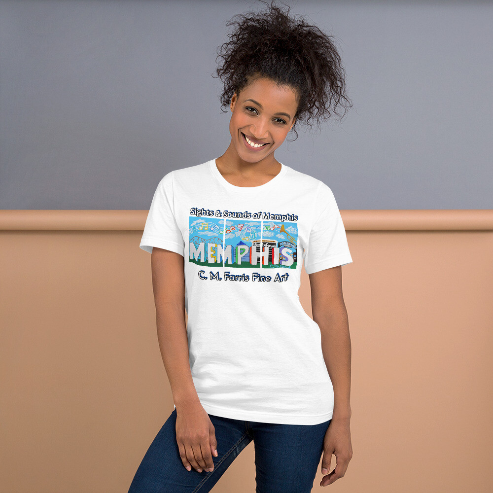 Sights &amp; Sounds of Memphis Short-Sleeve Unisex T-Shirt, Color: White, Size: S