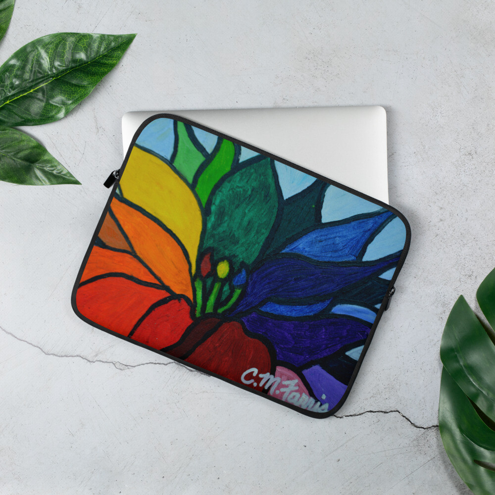 Rainbow Lotus Laptop Sleeve , Size: 13 in