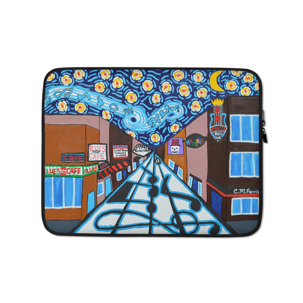  Memphis Nights on Beale Street Laptop Sleeve, Size: 13 in