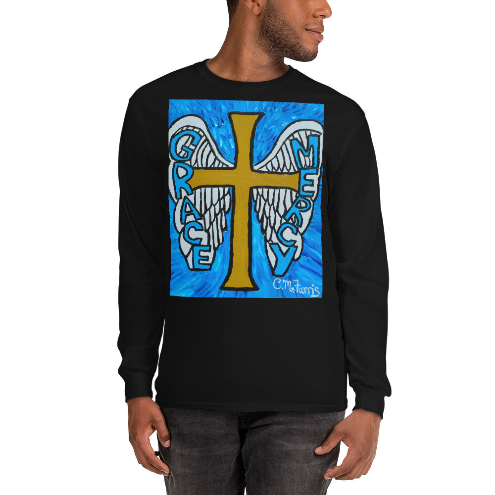 Grace &amp; Mercy Men’s Long Sleeve Shirt, Color: Black, Size: S