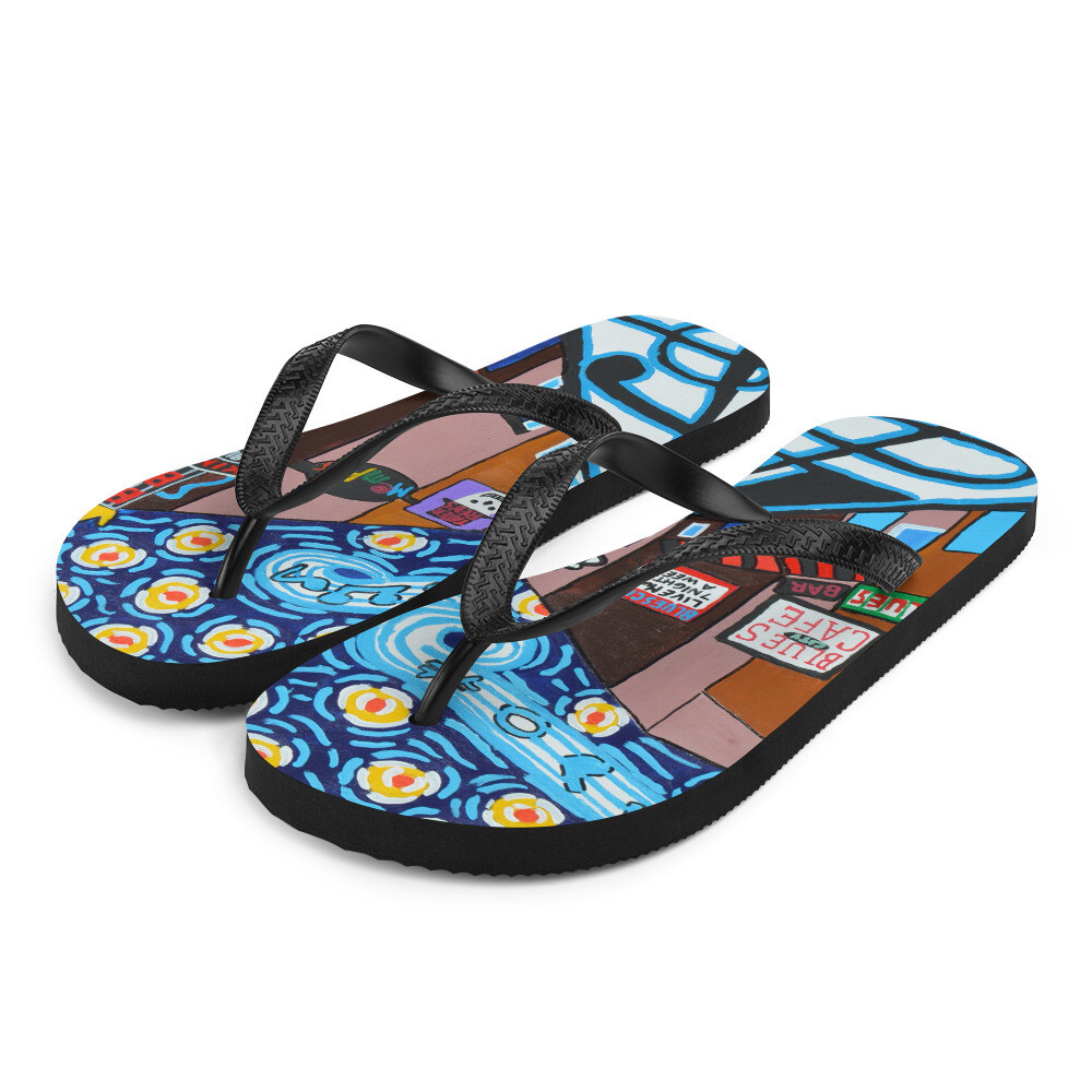 Memphis Nights on Beale Street Flip-Flops, Size: S