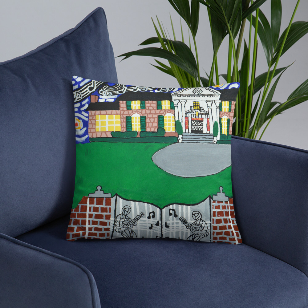 Memphis Nights over Graceland Basic Pillow, Size: 18×18